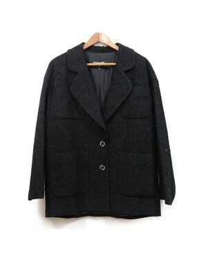 Chanel Tweed Jacket 38 Black